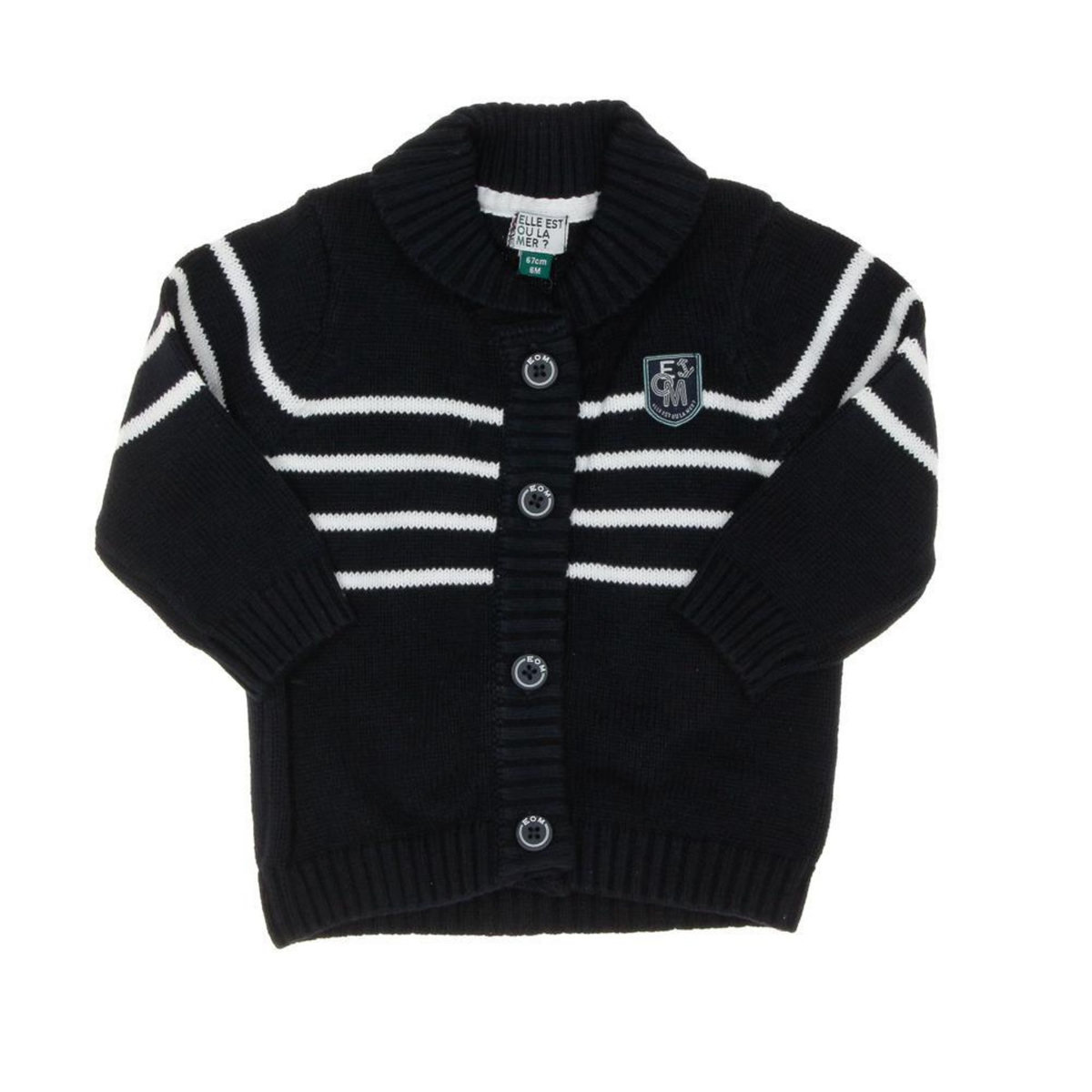 ELLE EST OU LA MER Gilet Marinière /Blanc Garçon EOM Gila