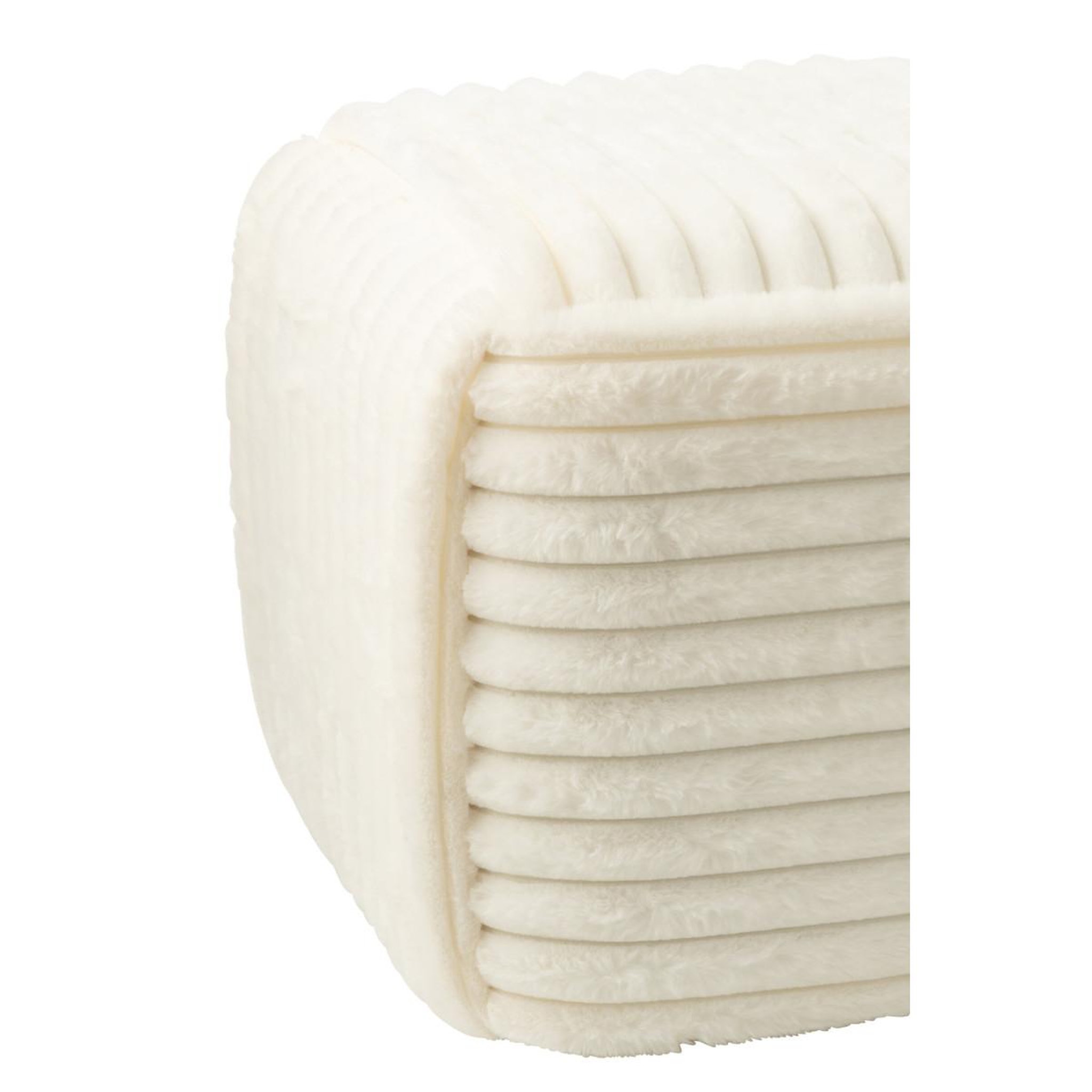 Voir la diapositive 4 : J-LINE Pouf carré côtelé  nuage  45cm blanc