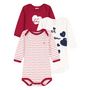 Voir la diapositive 1 : PETIT BATEAU Lot de 3 bodies manches longues coeurs bébé