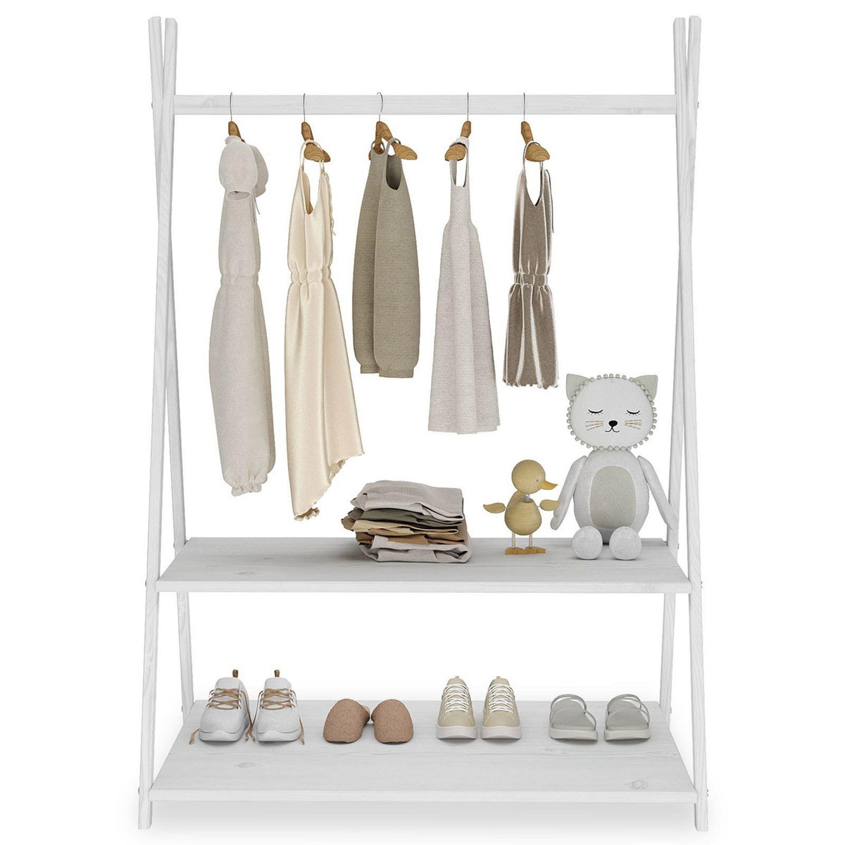 IDIMEX Penderie enfant DANILO avec étagères, en pin massif