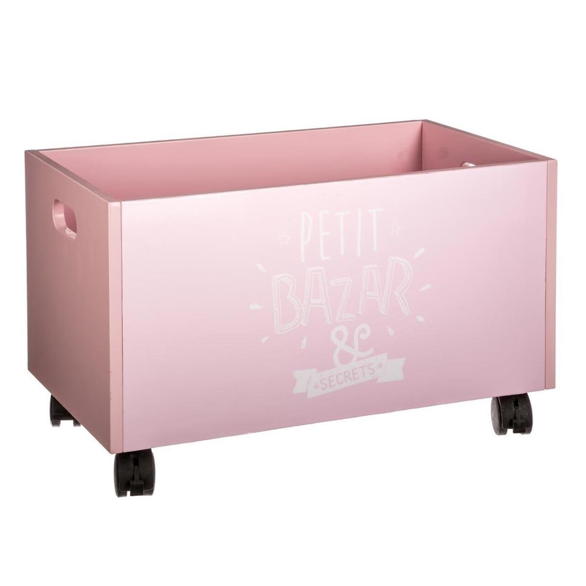 Atmosphera Kids Coffre à jouets à roulettes  petit bazar  48cm rose