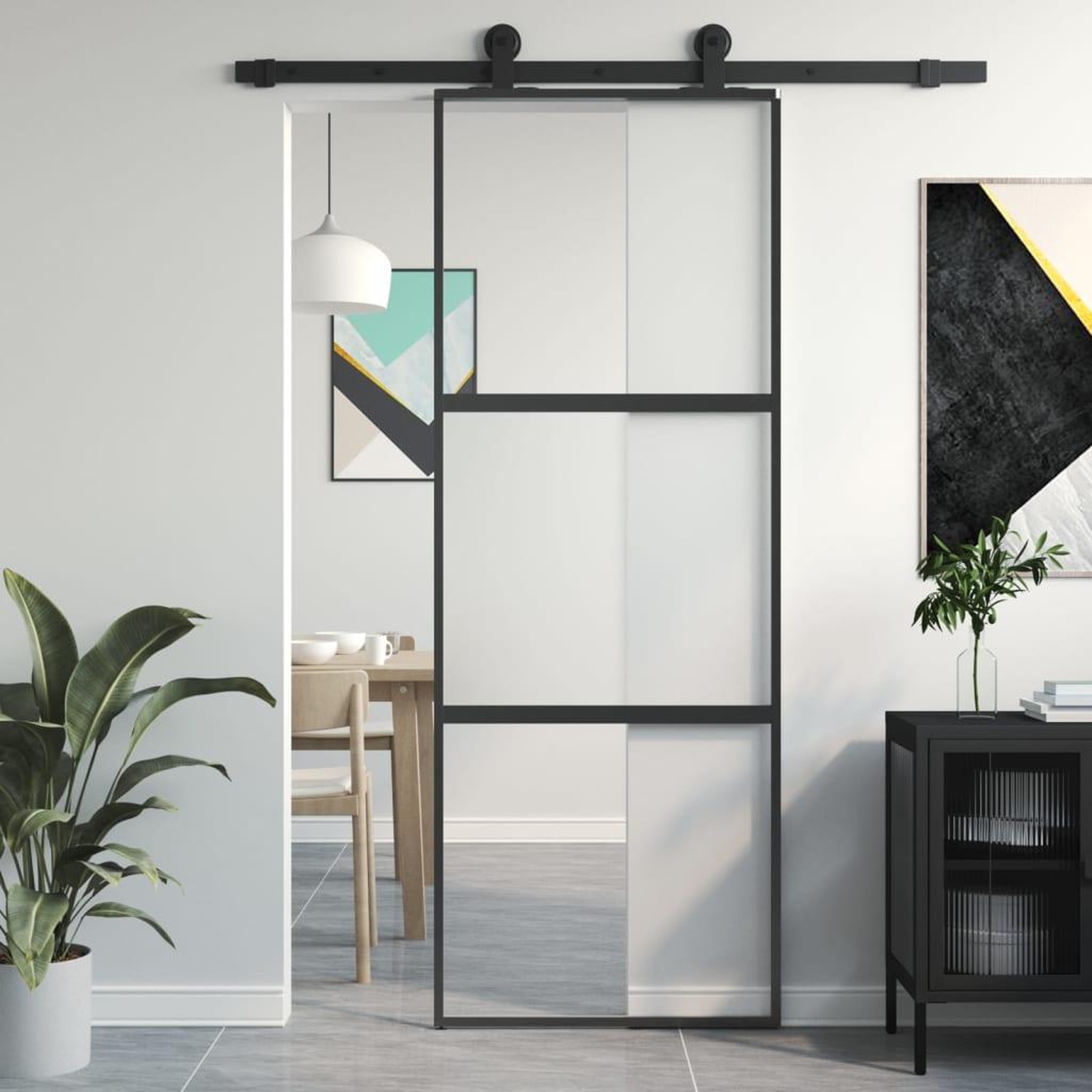 VIDAXL Porte coulissante noir 76x205 cm verre trempe aluminium