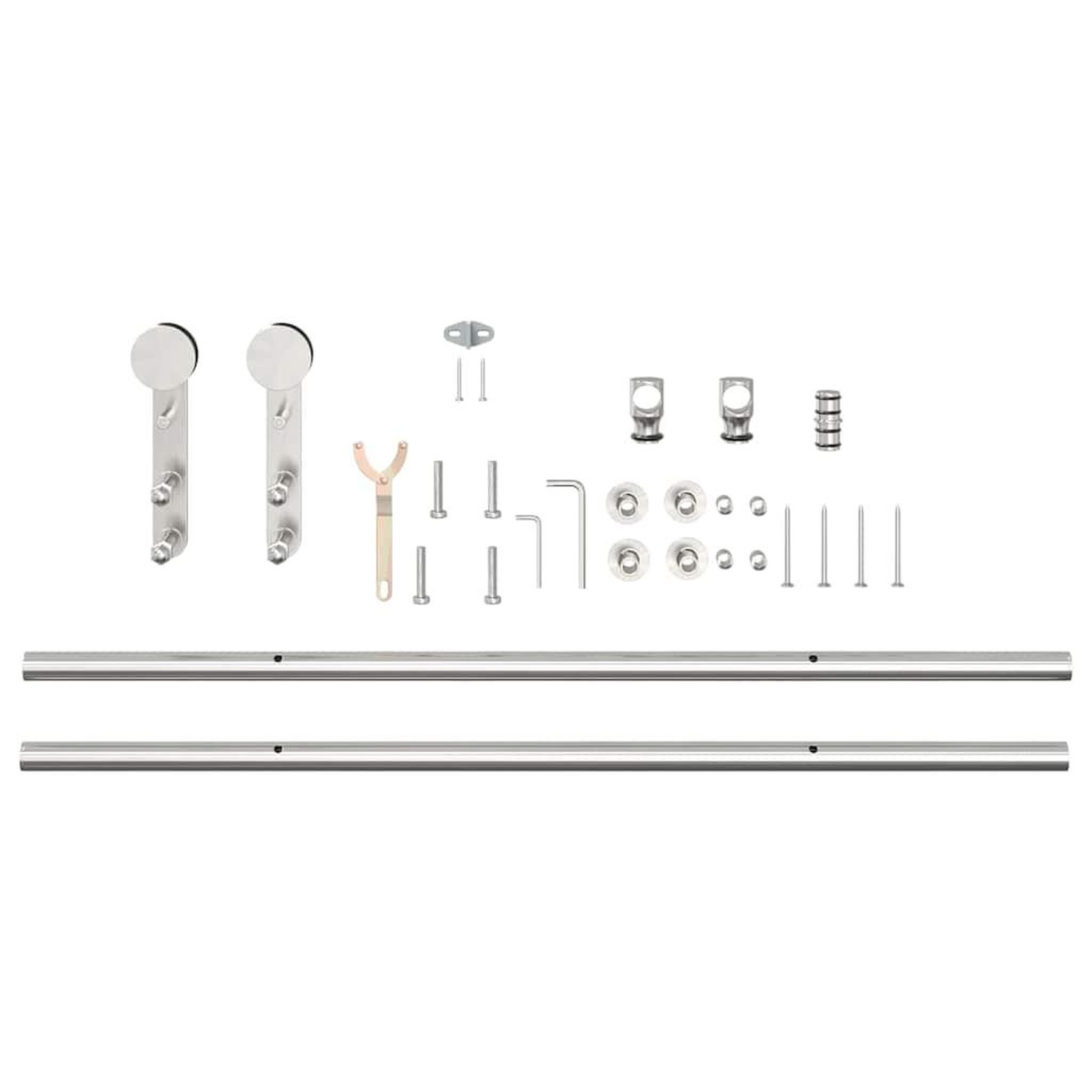 Voir la diapositive 5 : VIDAXL Kit fixation porte coulissante 183 cm Acier inoxydable Argente