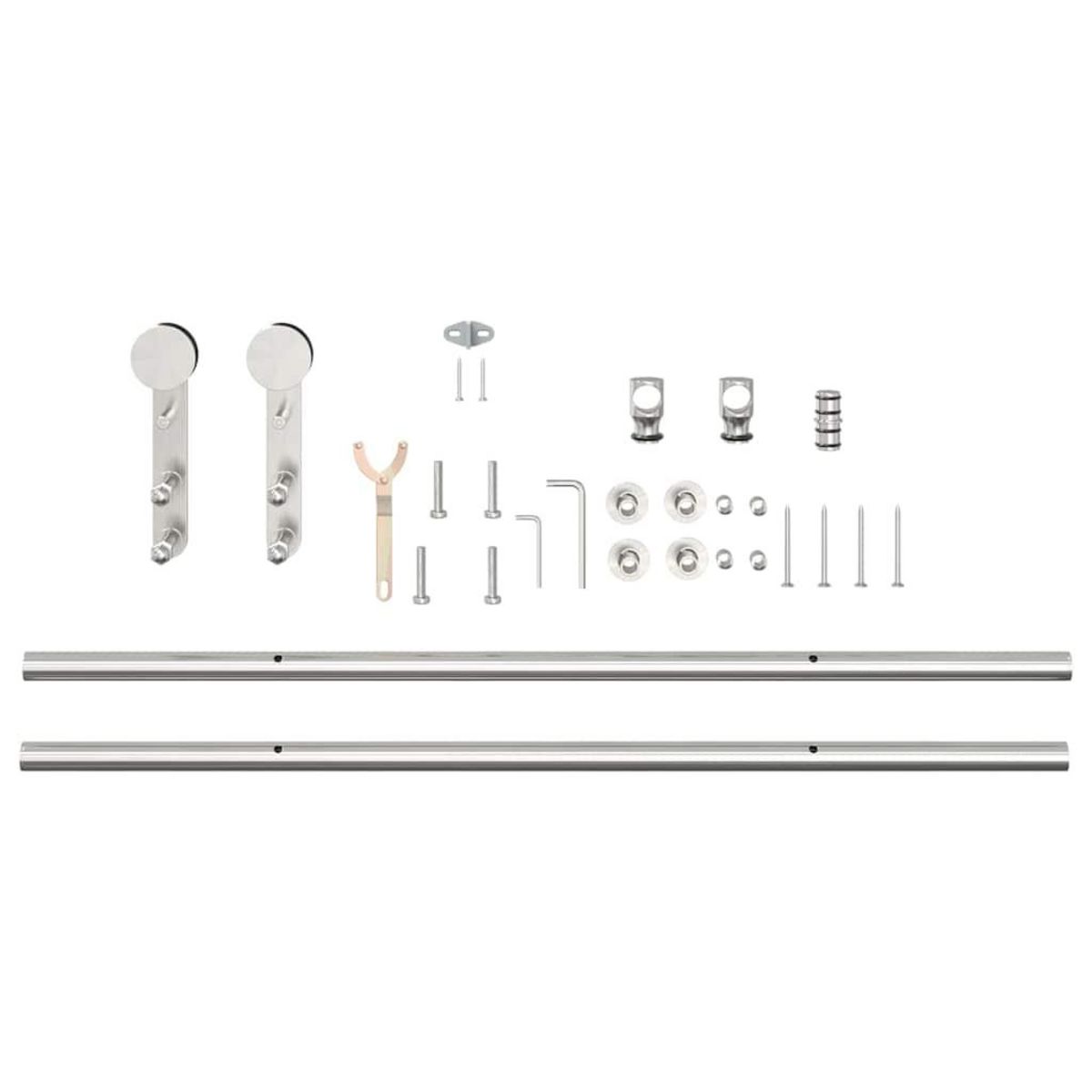 VIDAXL Kit fixation porte coulissante 183 cm Acier inoxydable Argente