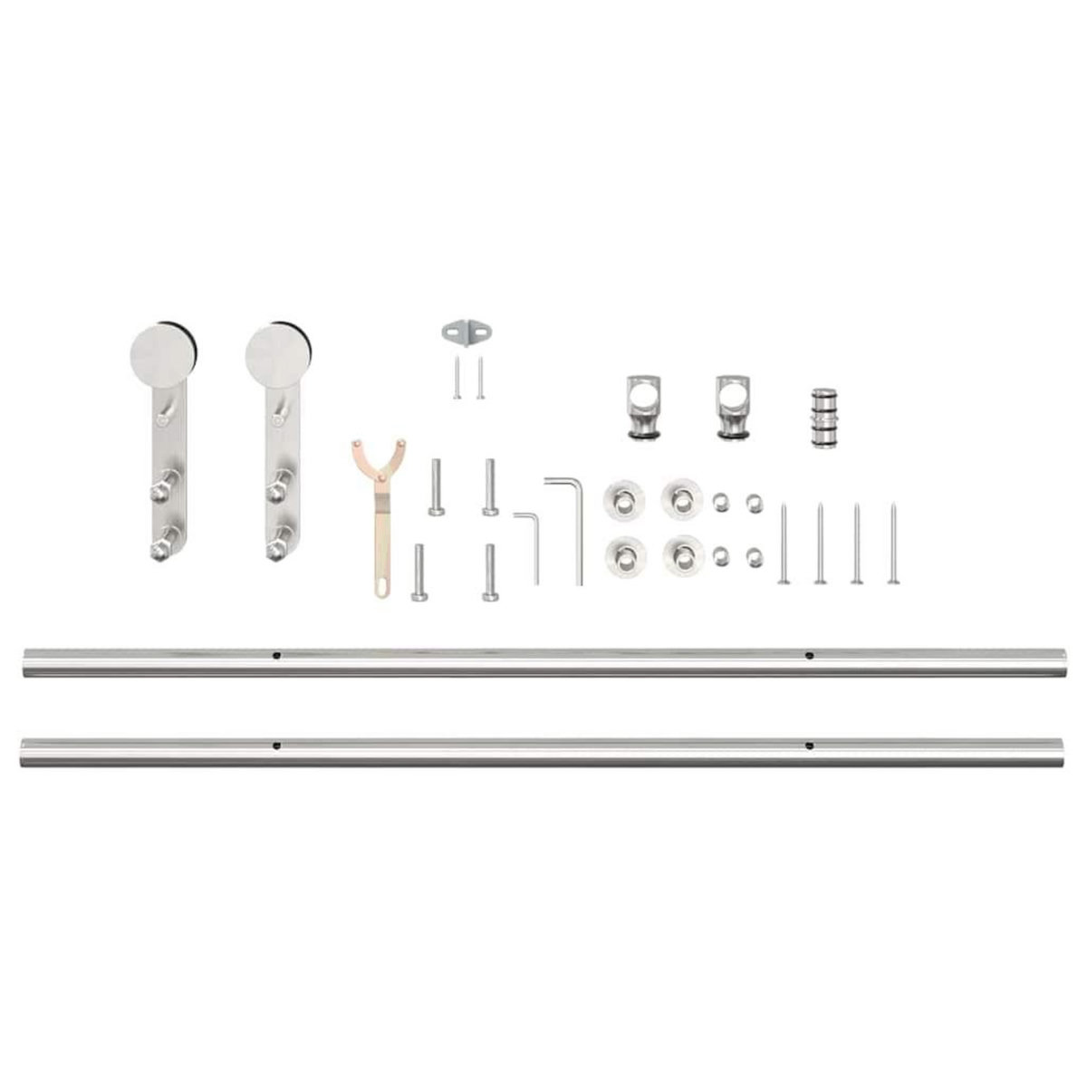 VIDAXL Kit fixation porte coulissante 183 cm Acier inoxydable Argente