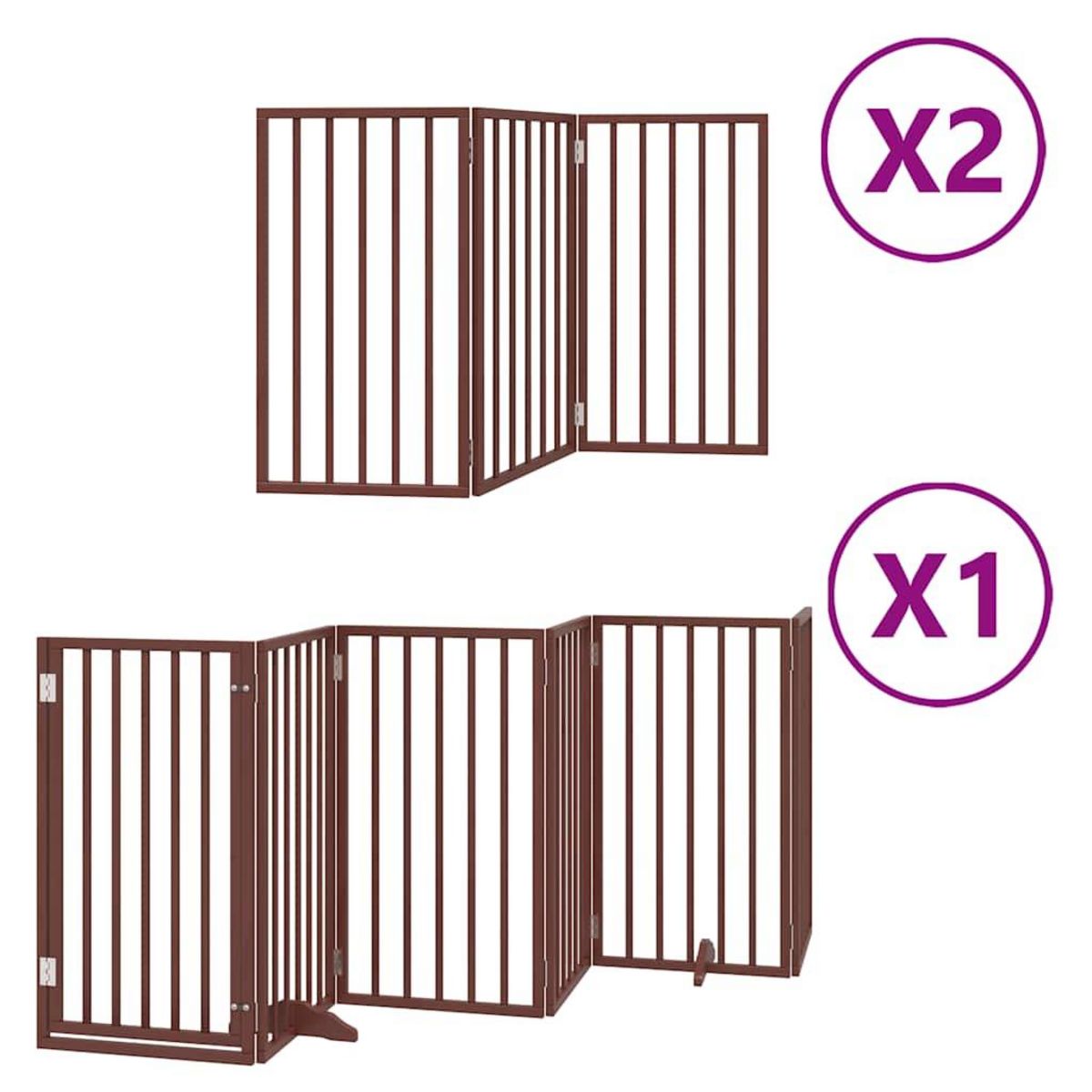 VIDAXL Barriere pour chien porte pliable 12 panneaux bois de peuplier