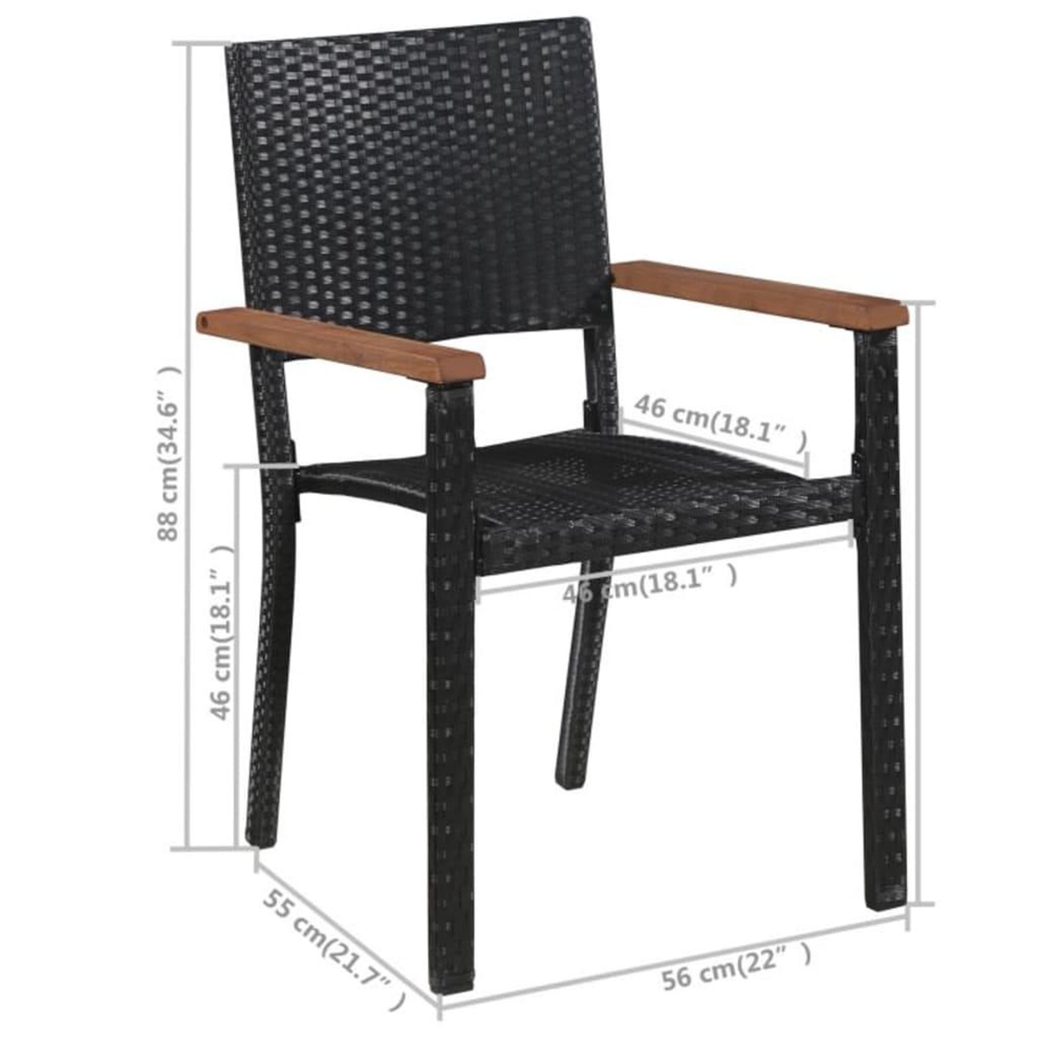 Voir la diapositive 6 : VIDAXL Ensemble a manger de jardin 3 pcs Noir
