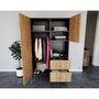 Voir la diapositive 3 : BEST MOBILIER Felicia - armoire - effet bois et noir - 120x200 cm
