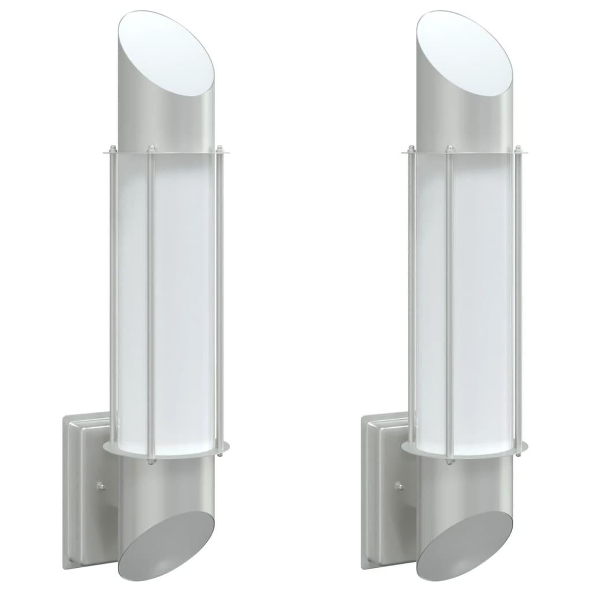 Voir la diapositive 2 : VIDAXL Appliques murales d'exterieur 2pcs argente acier inoxydable