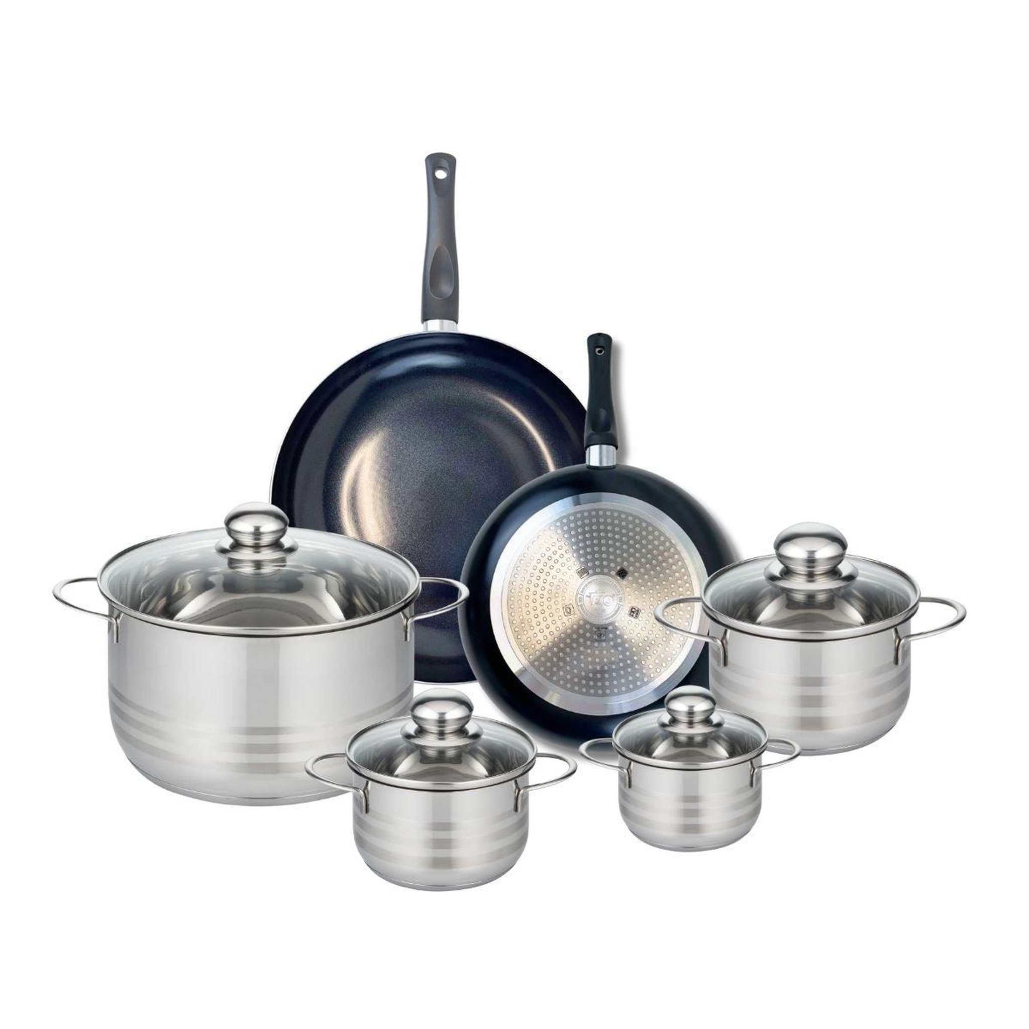 ELO Ensemble de 2 poêles de cuisson 24 et 28 cm et 4 faitouts 12, 14, 16 et 24 cm elo prima brillant