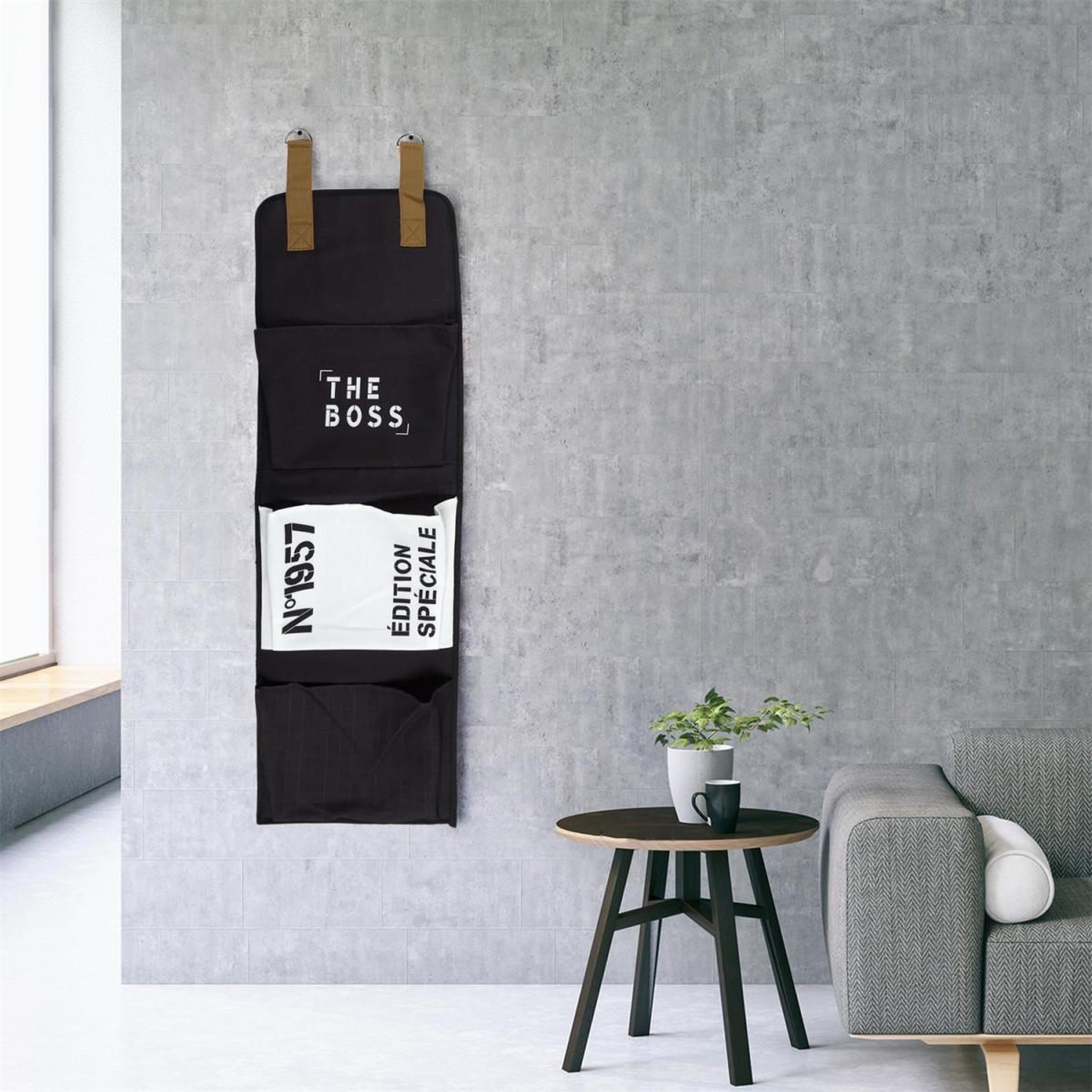 Voir la diapositive 2 : The Home Deco Factory Pochette de rangement  the boss  132cm noir