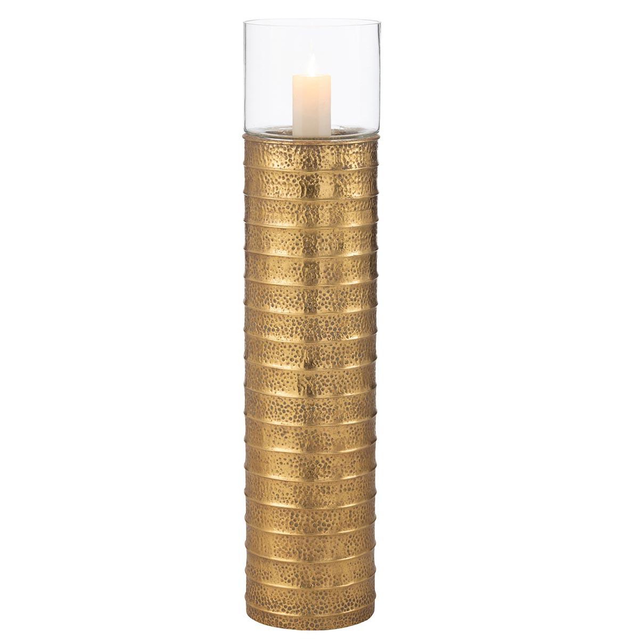 Voir la diapositive 2 : J-LINE Bougeoir déco piler en métal  egypte  108cm or
