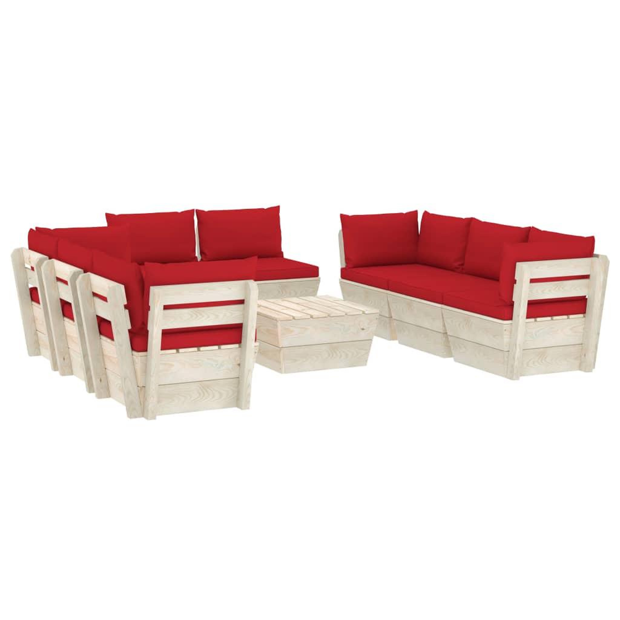 Voir la diapositive 2 : VIDAXL Salon de jardin palette 9 pcs avec coussins bois d'epicea