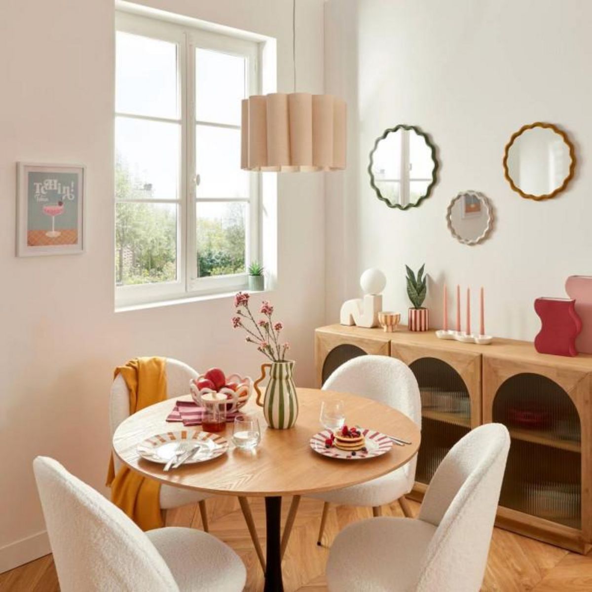 ATMOSPHERA Lampe Suspension en Tissu  Rona  37cm Beige