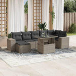 VIDAXL Salon de jardin 8 pcs avec coussins gris clair resine tressee