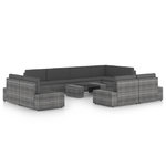 VIDAXL Salon de jardin 10 pcs avec coussins Gris Resine tressee