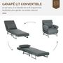 Voir la diapositive 5 : HOMCOM Fauteuil chauffeuse canapé-lit convertible inclinable 1 place grand confort coussin lombaires accoudoirs piètement métal lin gris foncé