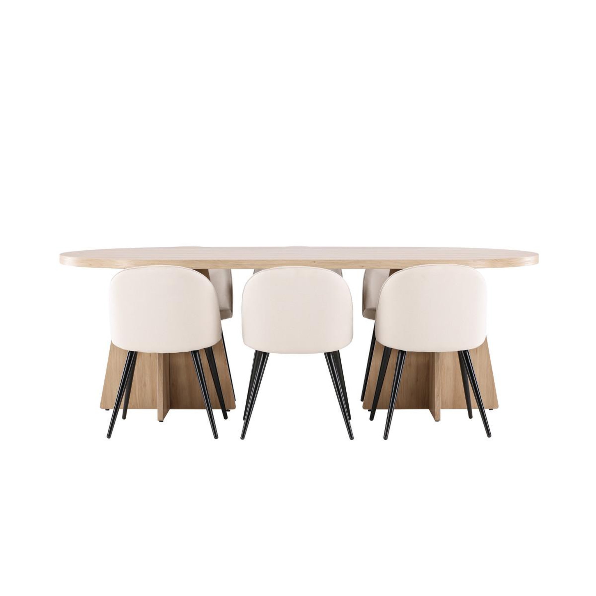 Voir la diapositive 2 : Paris Prix Ensemble table à manger & 6 chaises  bootcut & velvet   230cm naturel & beige