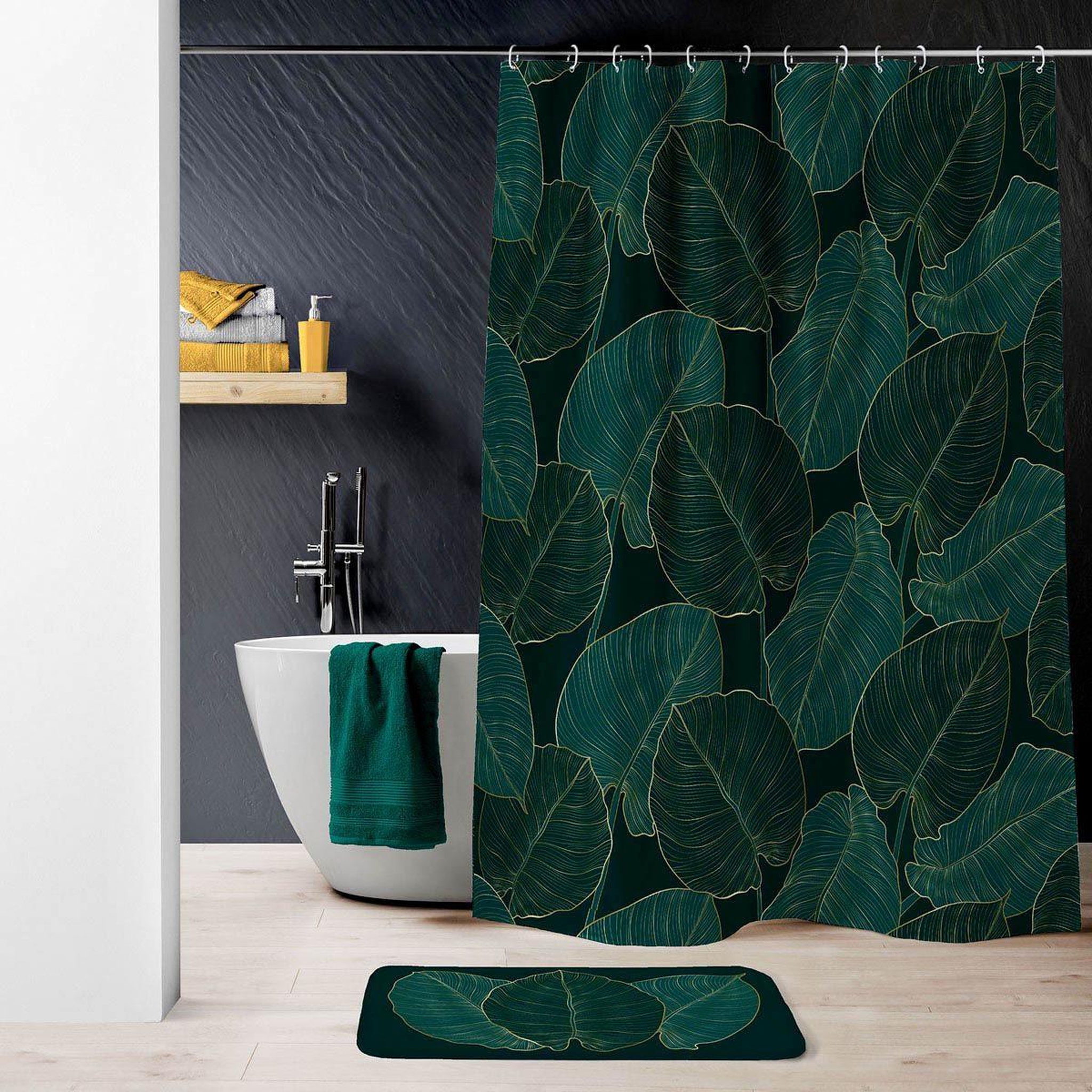 Voir la diapositive 3 : Douceur d'Intérieur Rideau de douche  jade  180x200cm vert