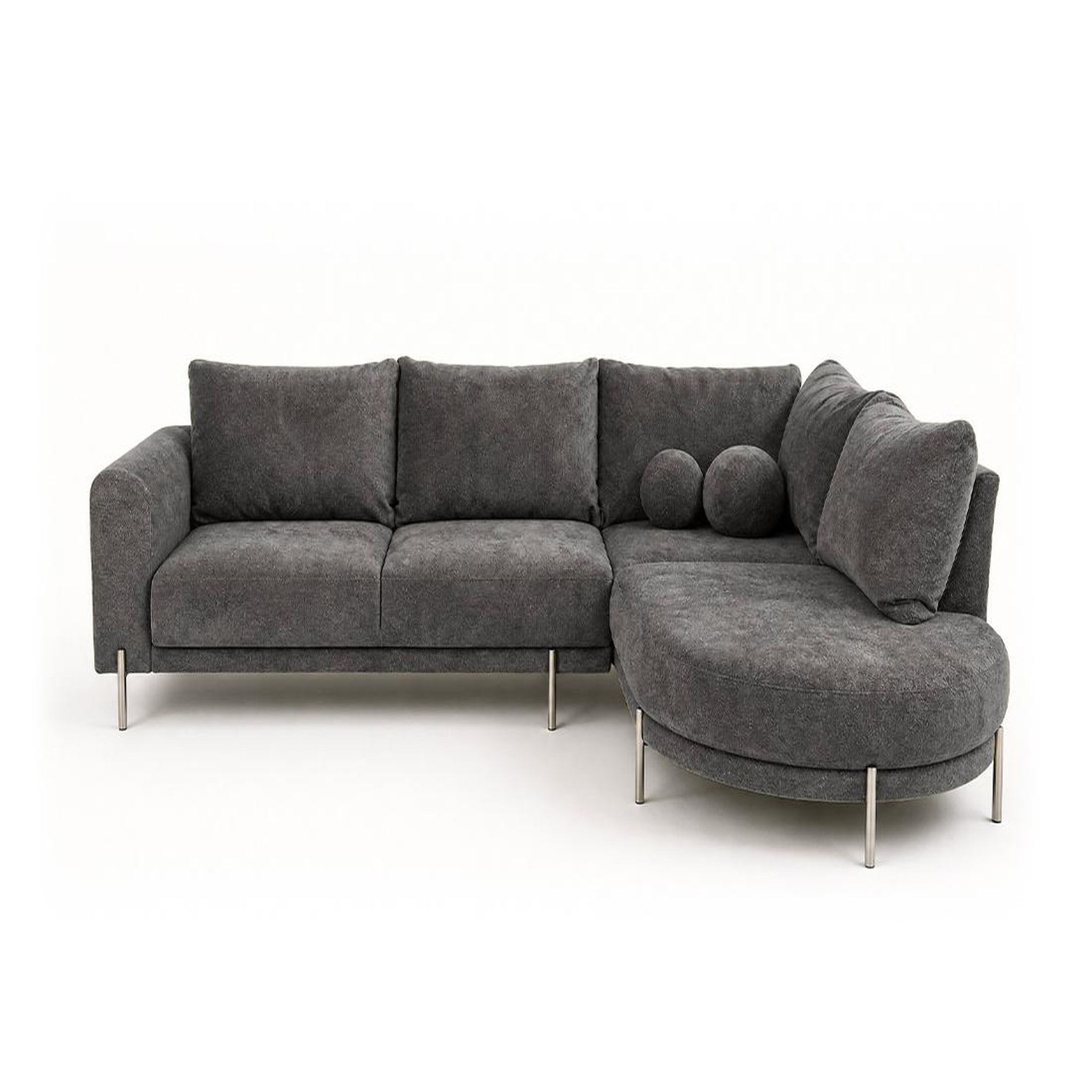 Voir la diapositive 1 : BEST MOBILIER Gabin - canapé d'angle droit 5 places en velours texturé