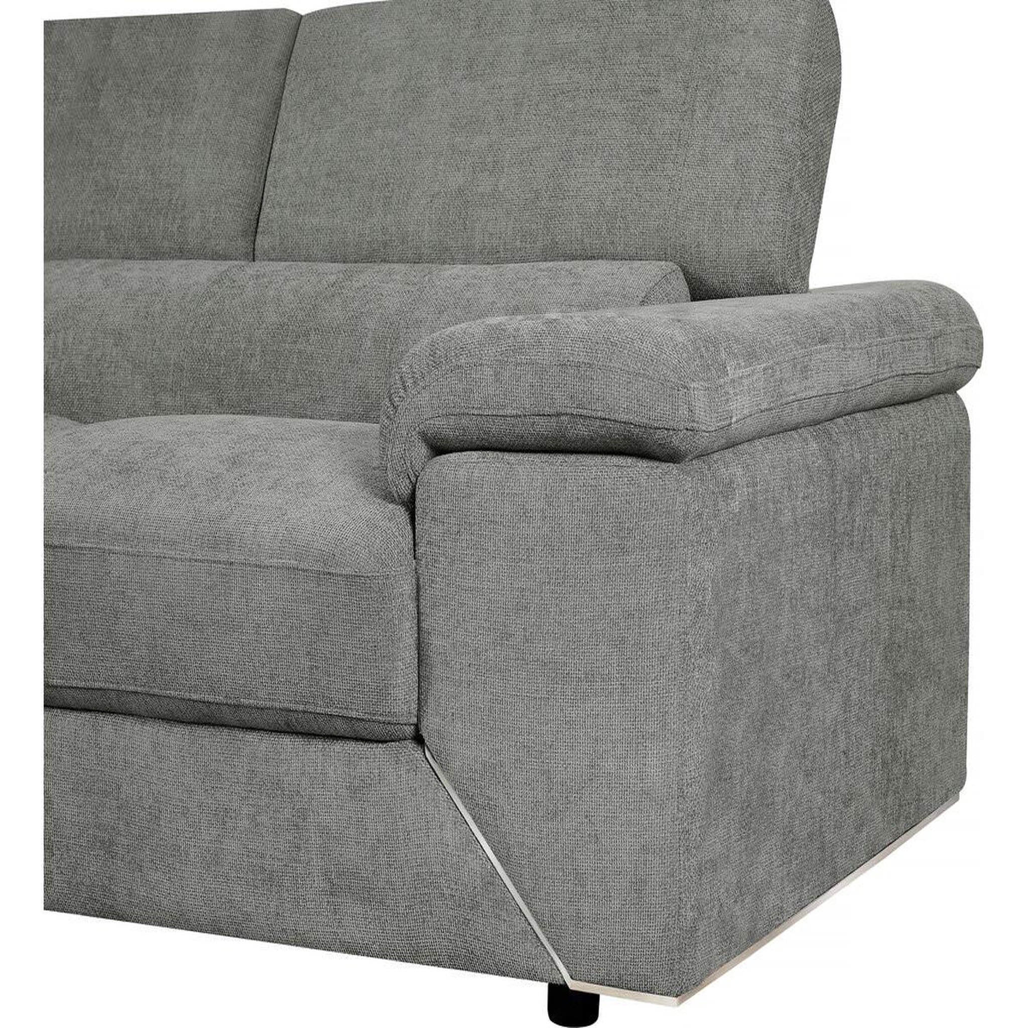 Voir la diapositive 4 : Habitat et Jardin Canapé d'angle en tissu chenille  London  - 4 places - Gris