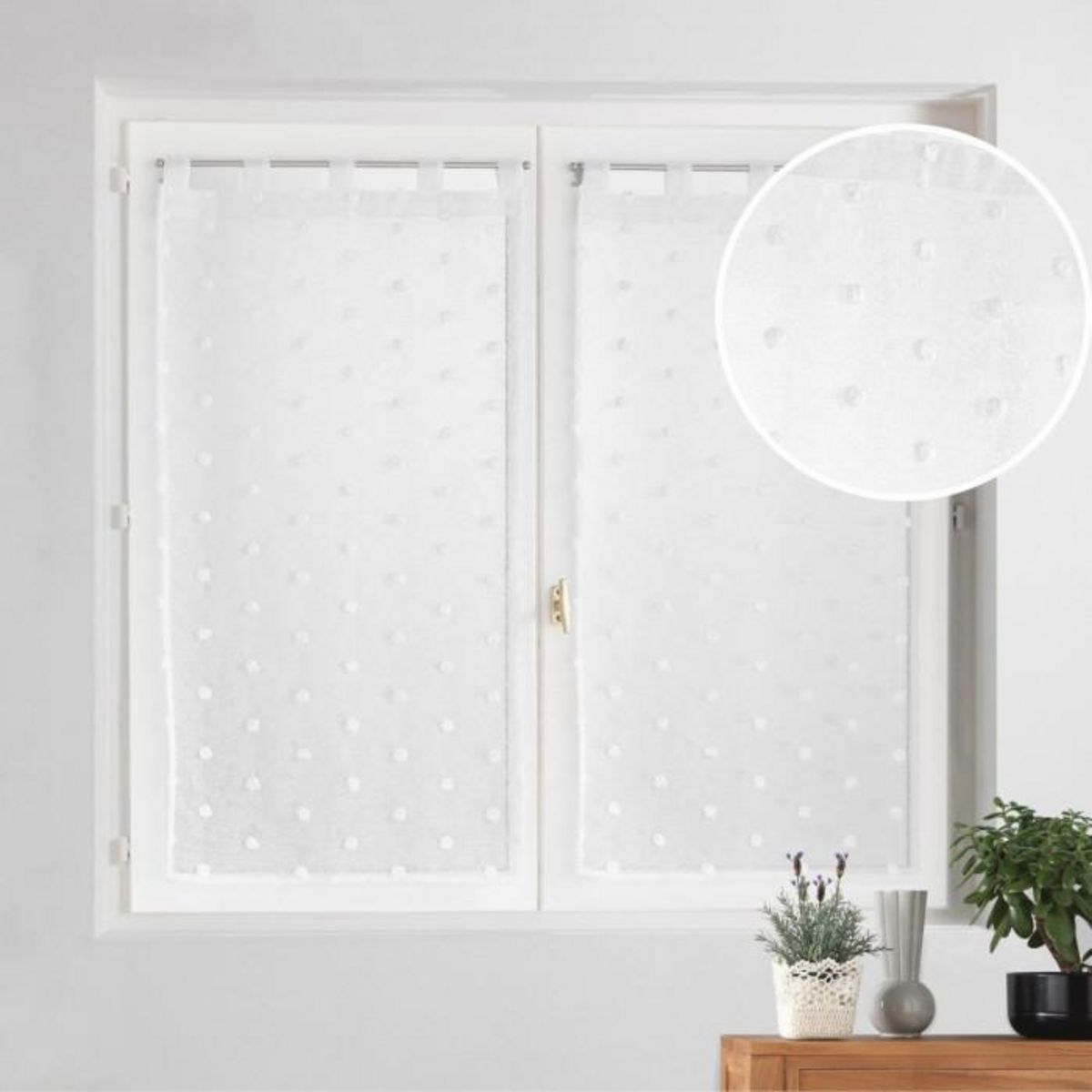 Paris Prix Paire de Voilages à Passants  Pompinou  60x120cm Blanc