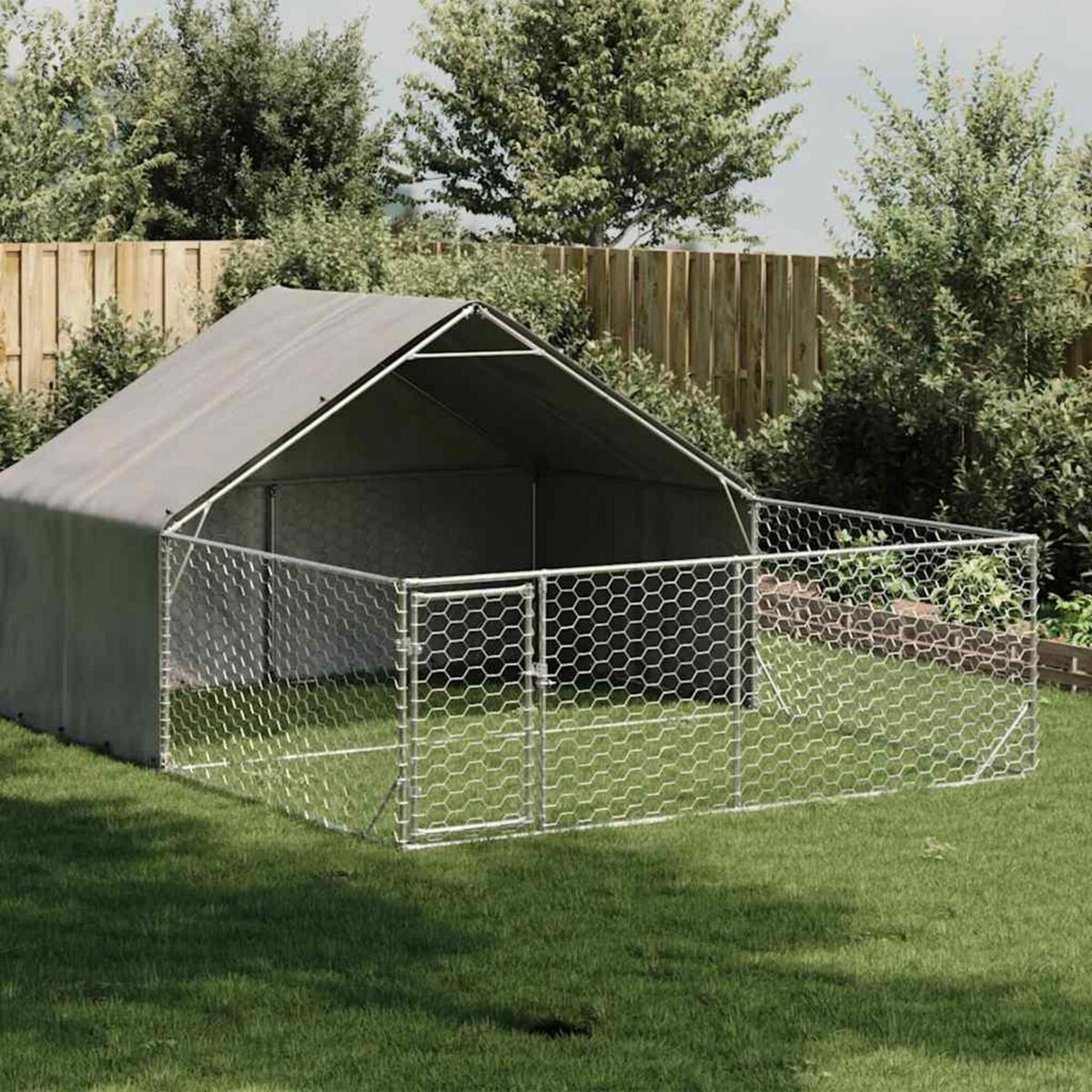 VIDAXL Niche d'exterieur pour chien enclos 5x3x1,9 m acier galvanise