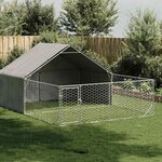 VIDAXL Niche d'exterieur pour chien enclos 5x3x1,9 m acier galvanise