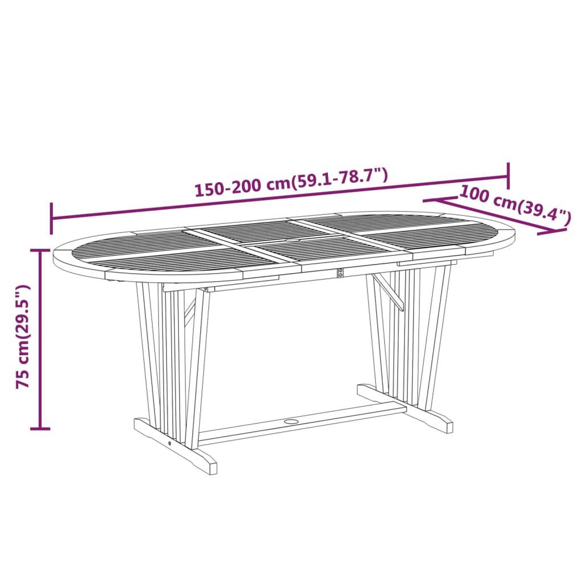 Voir la diapositive 6 : VIDAXL Ensemble a manger de jardin 7 pcs Bois d'eucalyptus massif