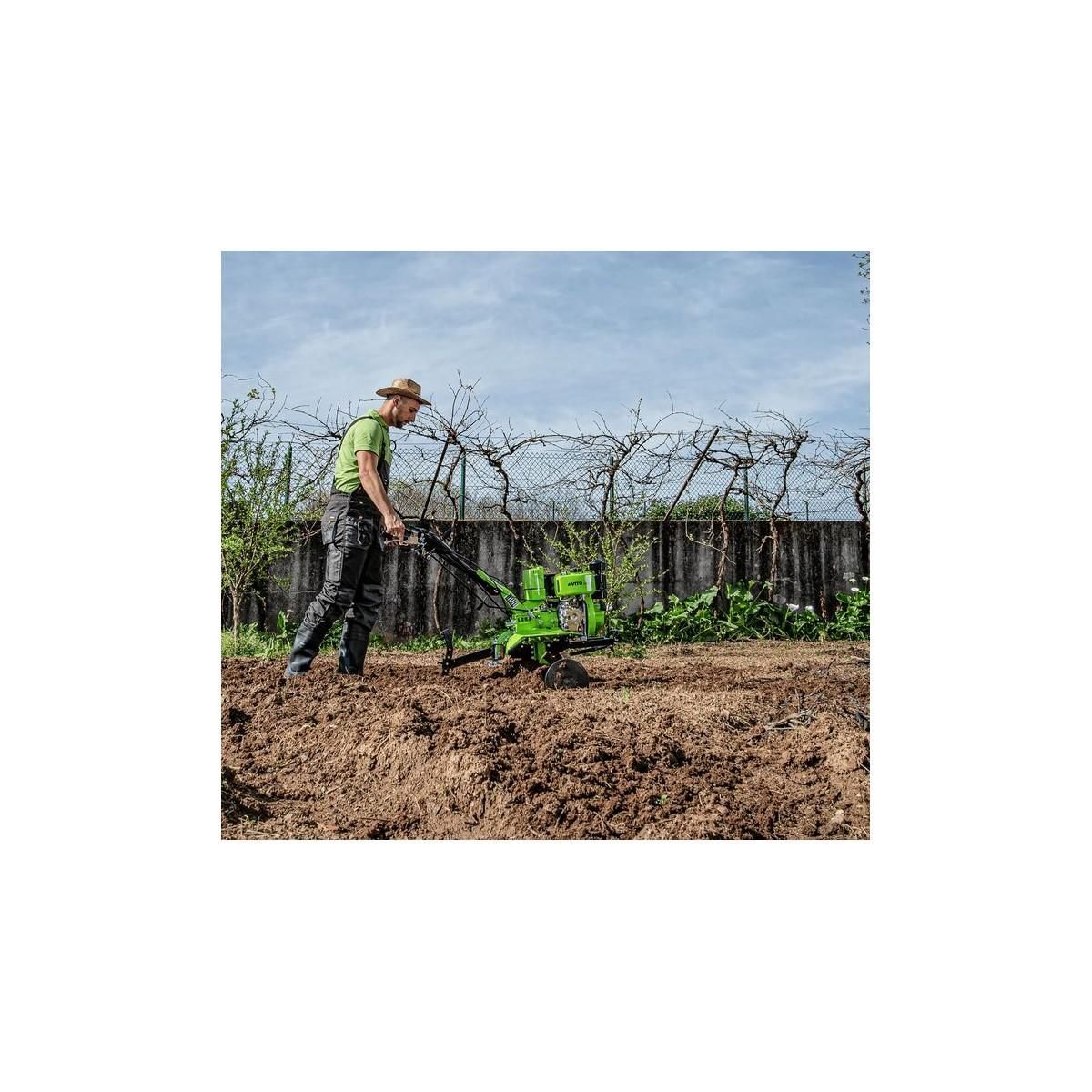 VITO Garden Motobineuse Diesel Moteur 4T 7 CV 246 cm3 Motoculteur avec fraises et butteur Démarrage électrique VITO