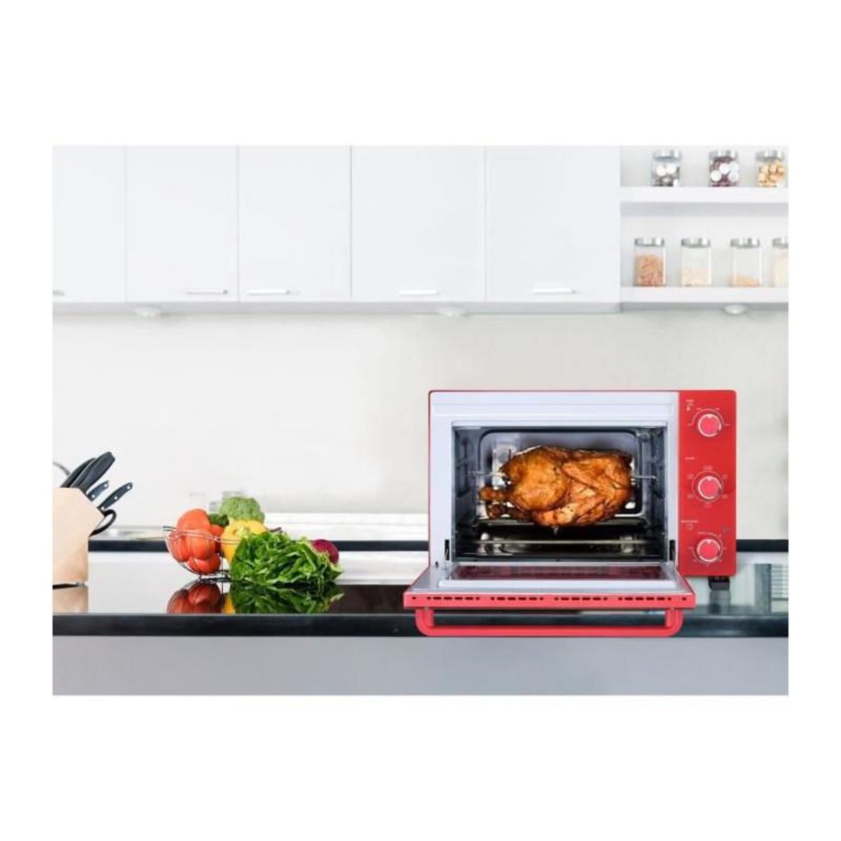 CONTINENTAL EDISON CONTINENTAL EDISON CEMF35R - Minifour electrique 35L rouge  - 1500W - Rotissoire, Convection naturelle