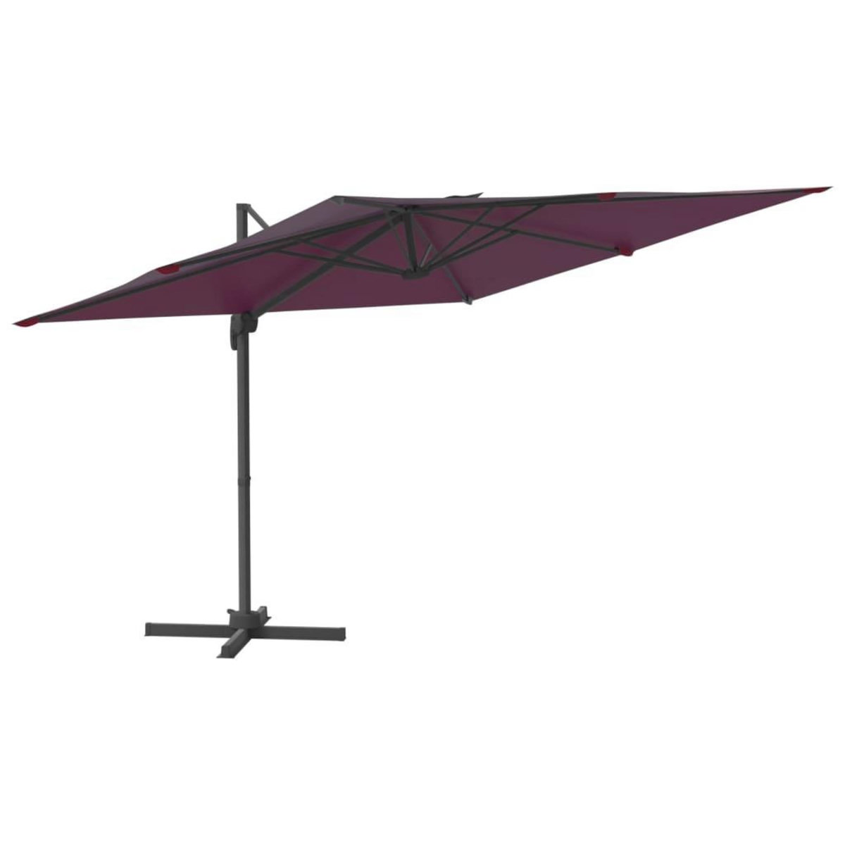 VIDAXL Parasol cantilever a LED Rouge Bordeaux 400x300 cm