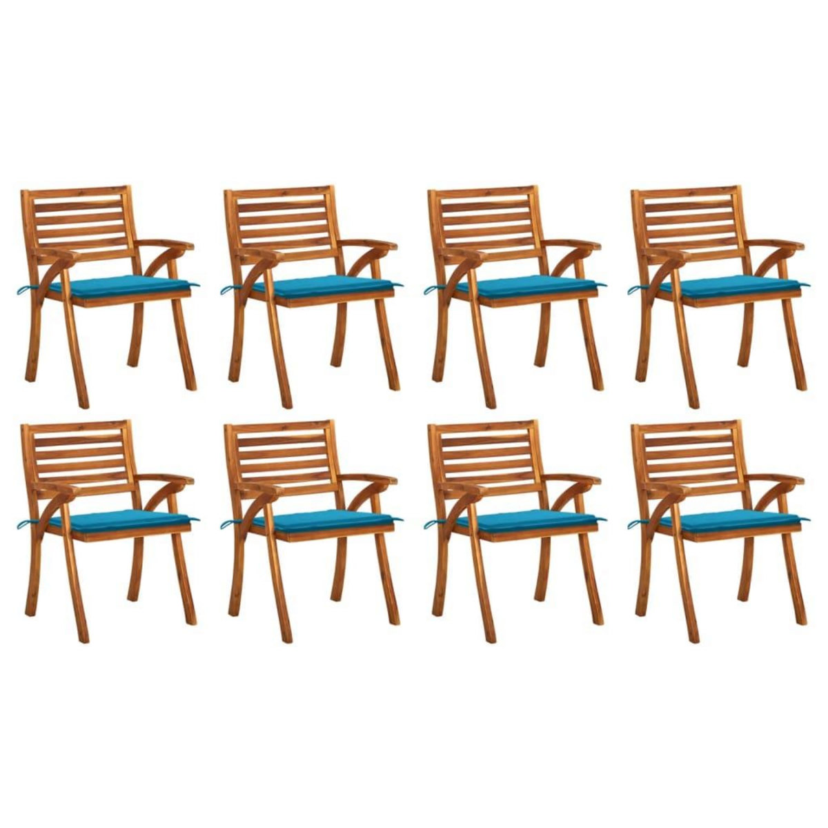 VIDAXL Chaises de jardin avec coussins lot de 8 Bois d'acacia solide