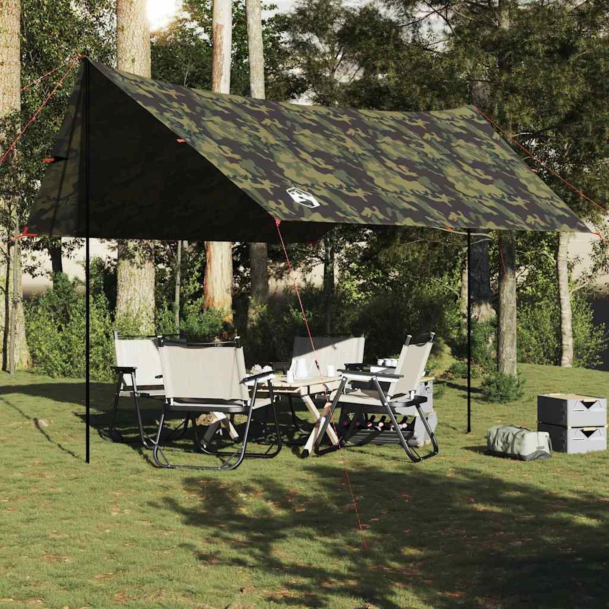 Voir la diapositive 3 : VIDAXL Bache de camping camouflage 462x306x211 cm impermeable