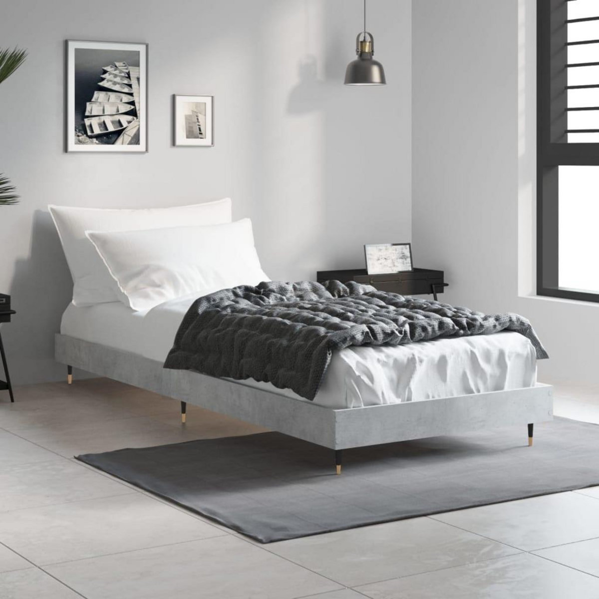 VIDAXL Cadre de lit sans matelas gris beton 75x190 cm