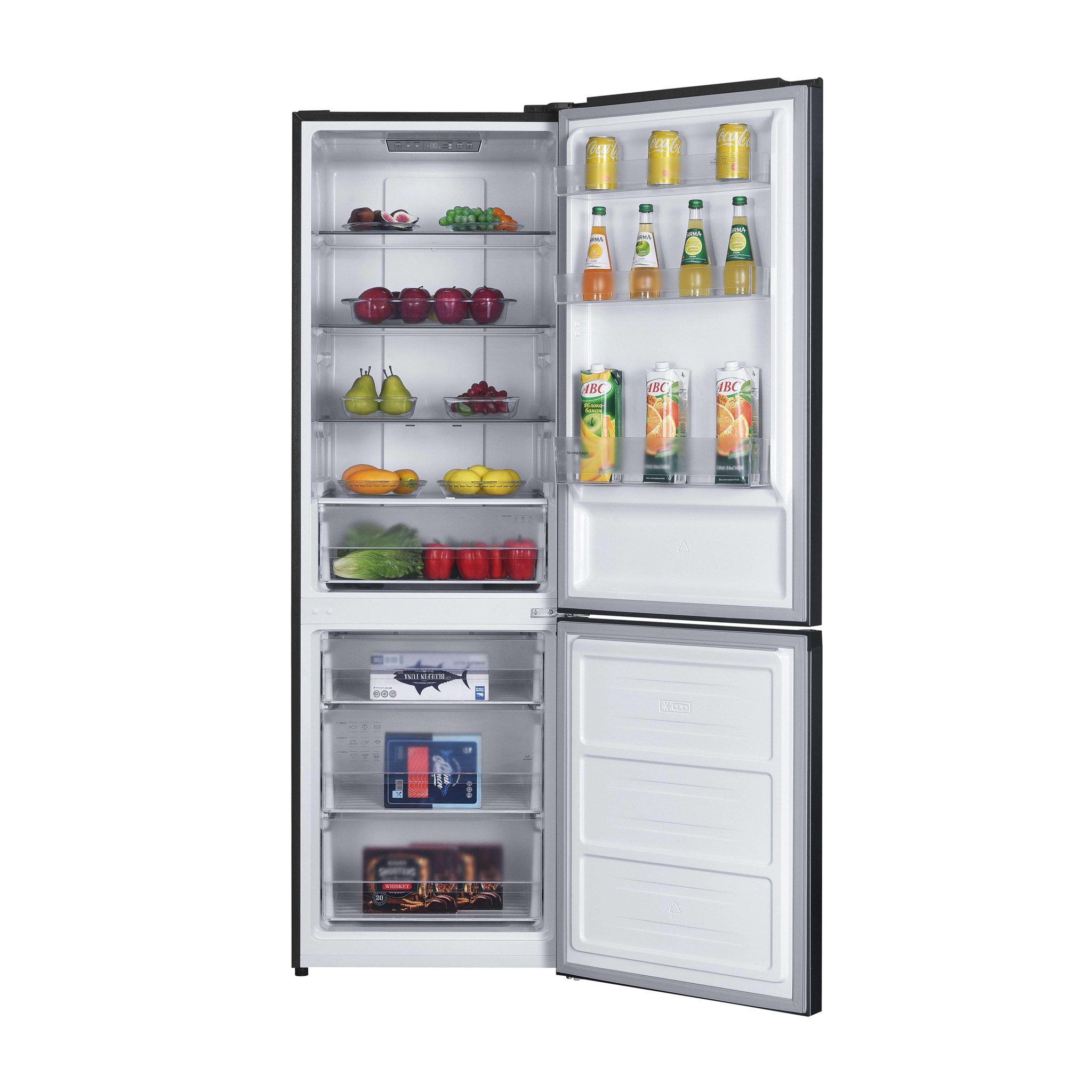 Voir la diapositive 4 : SCHNEIDER Réfrigérateur combiné 400L Inox - SCCB400NFXE