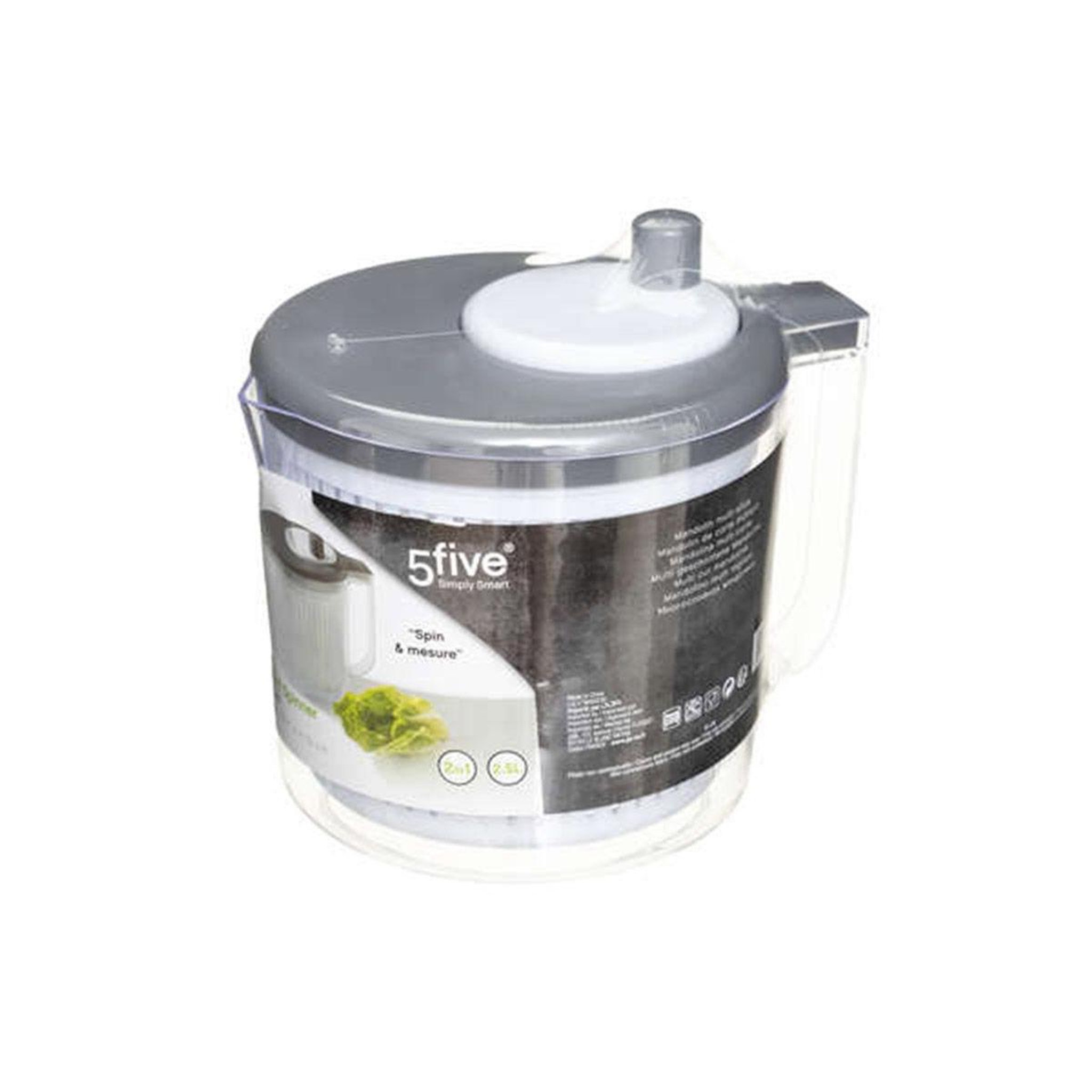 Voir la diapositive 4 : SECRET DE GOURMET Essoreuse à salade 2 en 1 meca - 2,5 l - gris