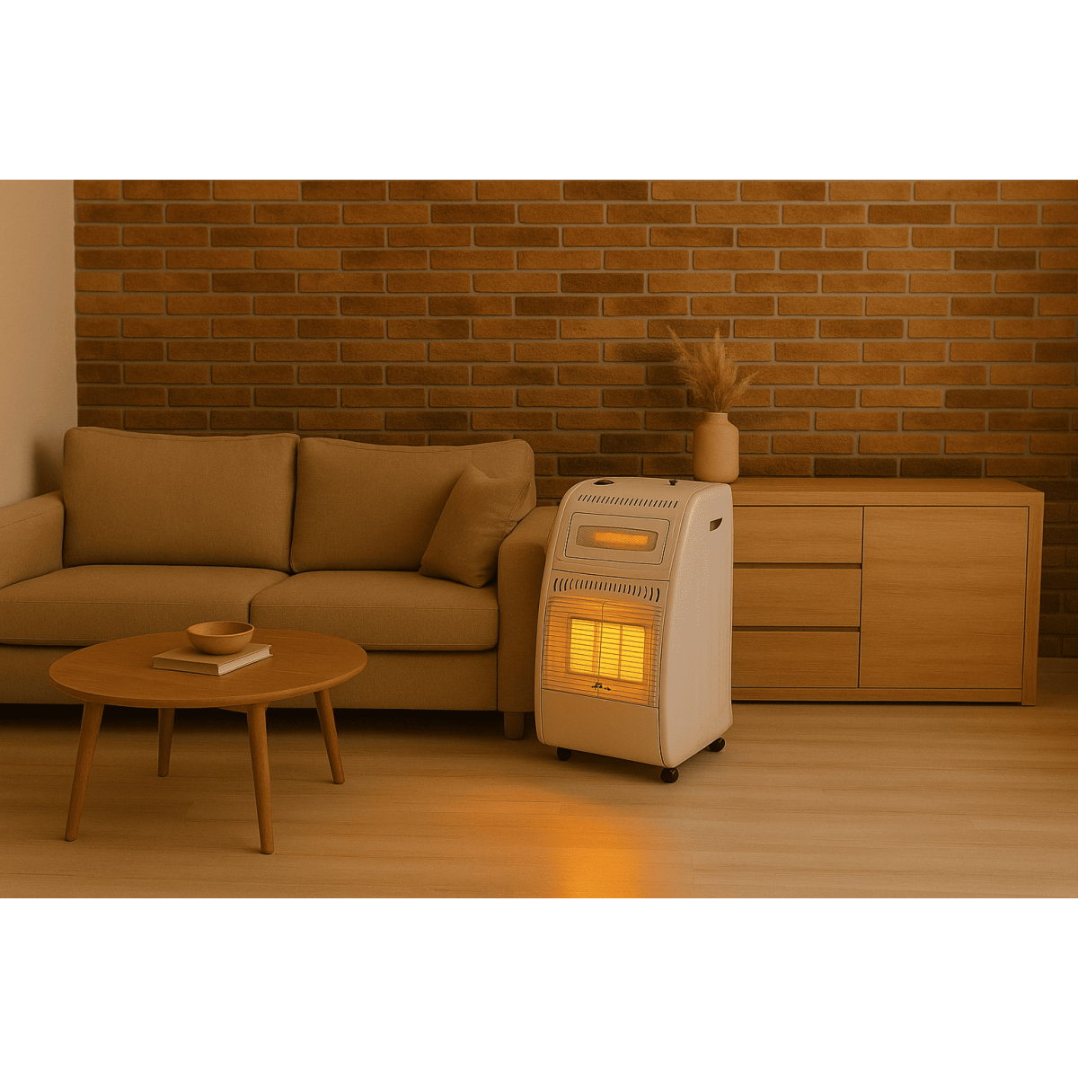 INTEC Chauffage d'appoint Hybride Gaz et Electrique 5700W Chauffe 20-100 m2 - Radiateur infrarouge Blanc Piezo KOMBI LINE