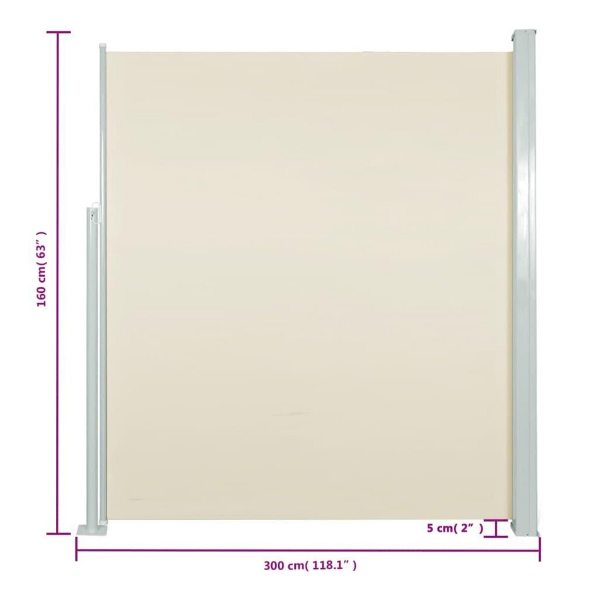 VIDAXL Auvent lateral de patio 160x300 cm Couleur creme