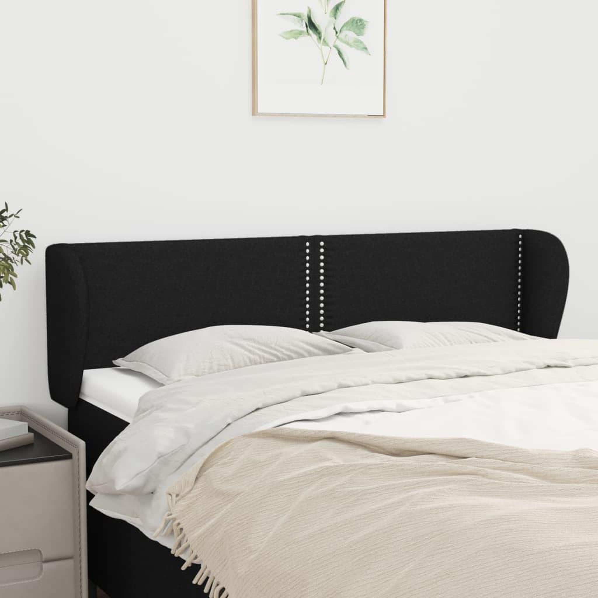 Voir la diapositive 1 : VIDAXL Tete de lit avec oreilles Noir 147x23x78/88 cm Tissu