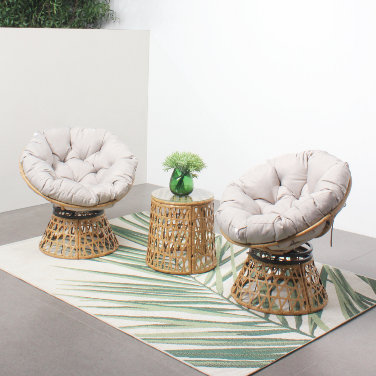 CONCEPT USINE Salon de jardin 2 fauteuils et 1 table PAPASAN