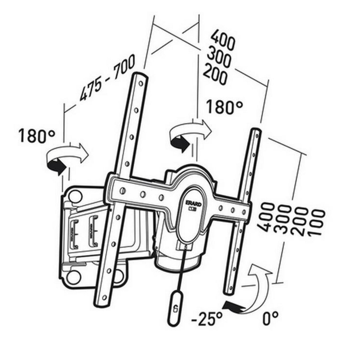 Erard Support mural inclinable pour écran de 30 à 55 - 044440