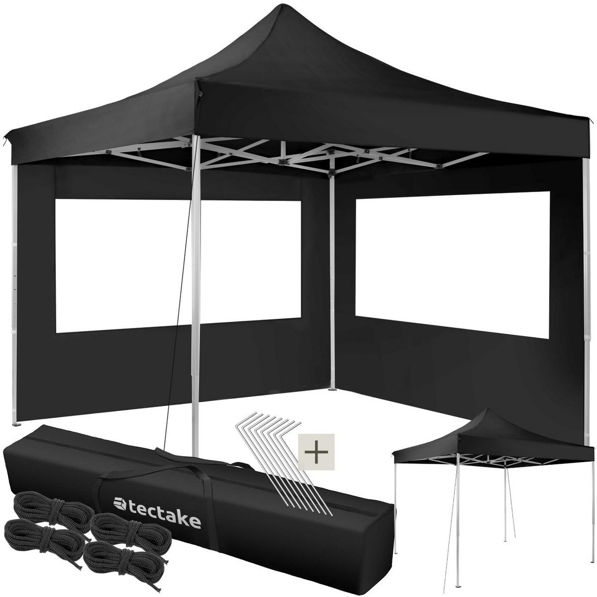 tectake Pavillon de jardin 3 x 3 m avec cadre en aluminium noir