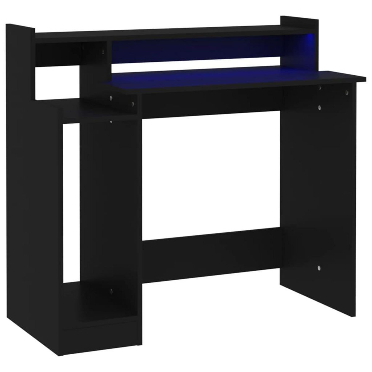 VIDAXL Bureau avec lumieres LED noir 97x45x90 cm bois d'ingenierie