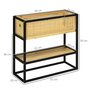Voir la diapositive 3 : OUTSUNNY Jardinière sur pied style naturel - géotextile inclus, étagère intégrée - métal noir bois sapin verni bambou tressé
