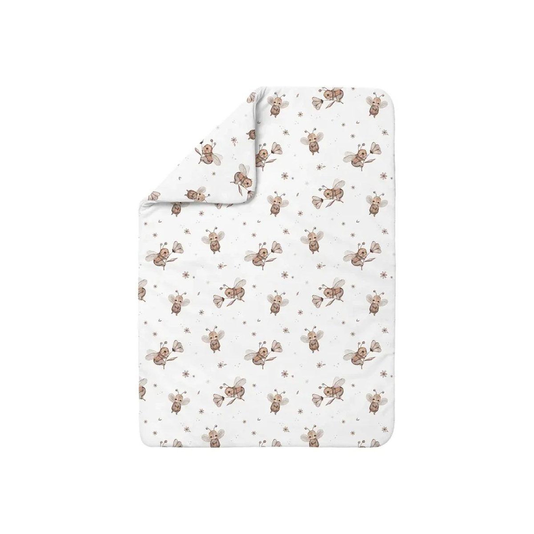 WALDIN Couette bébé 120 × 90 cm - motif abeilles, blanc
