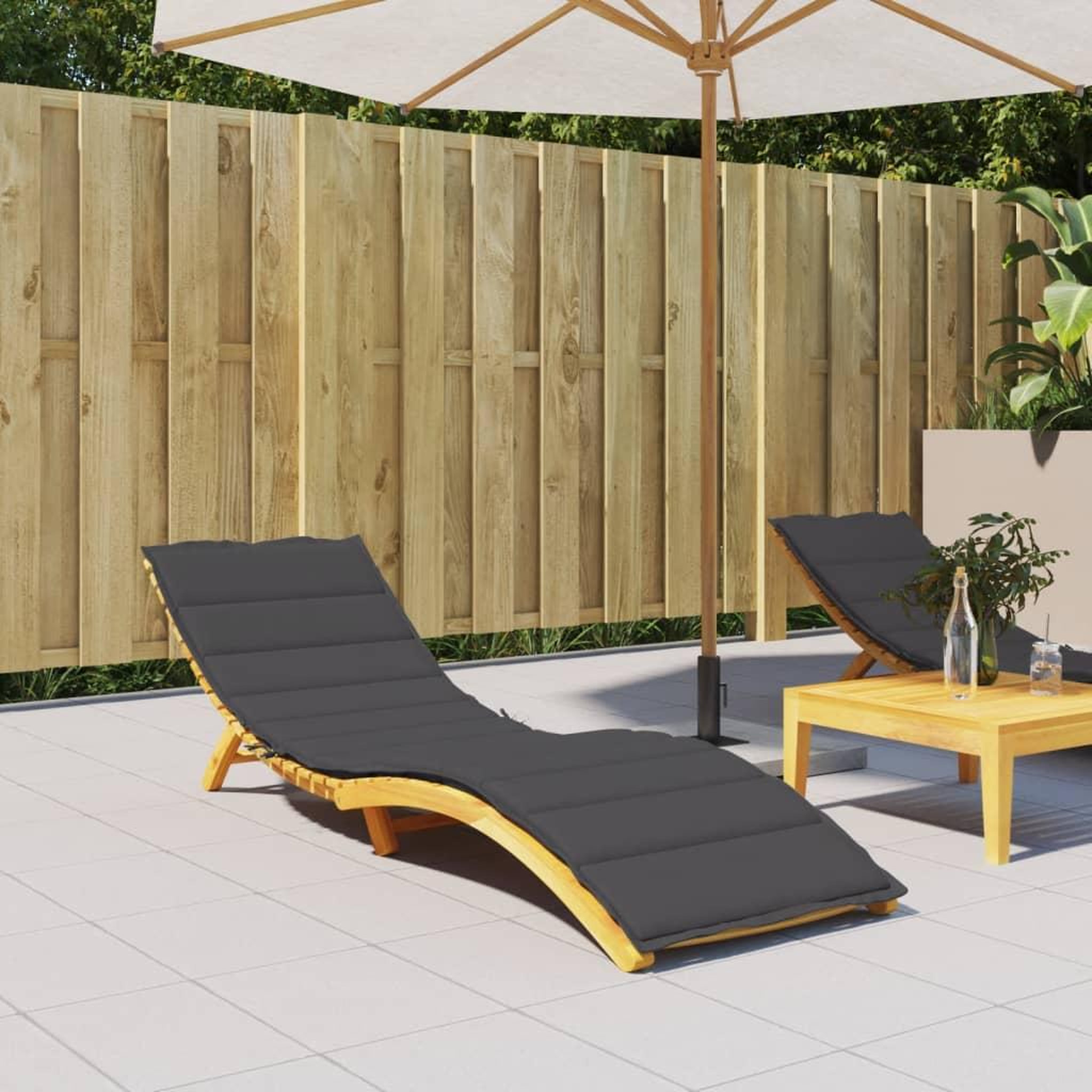 Voir la diapositive 3 : VIDAXL Coussin de chaise longue anthracite melange 200x60x4 cm tissu
