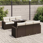 VIDAXL Salon de jardin avec coussins 7 pcs marron resine tressee