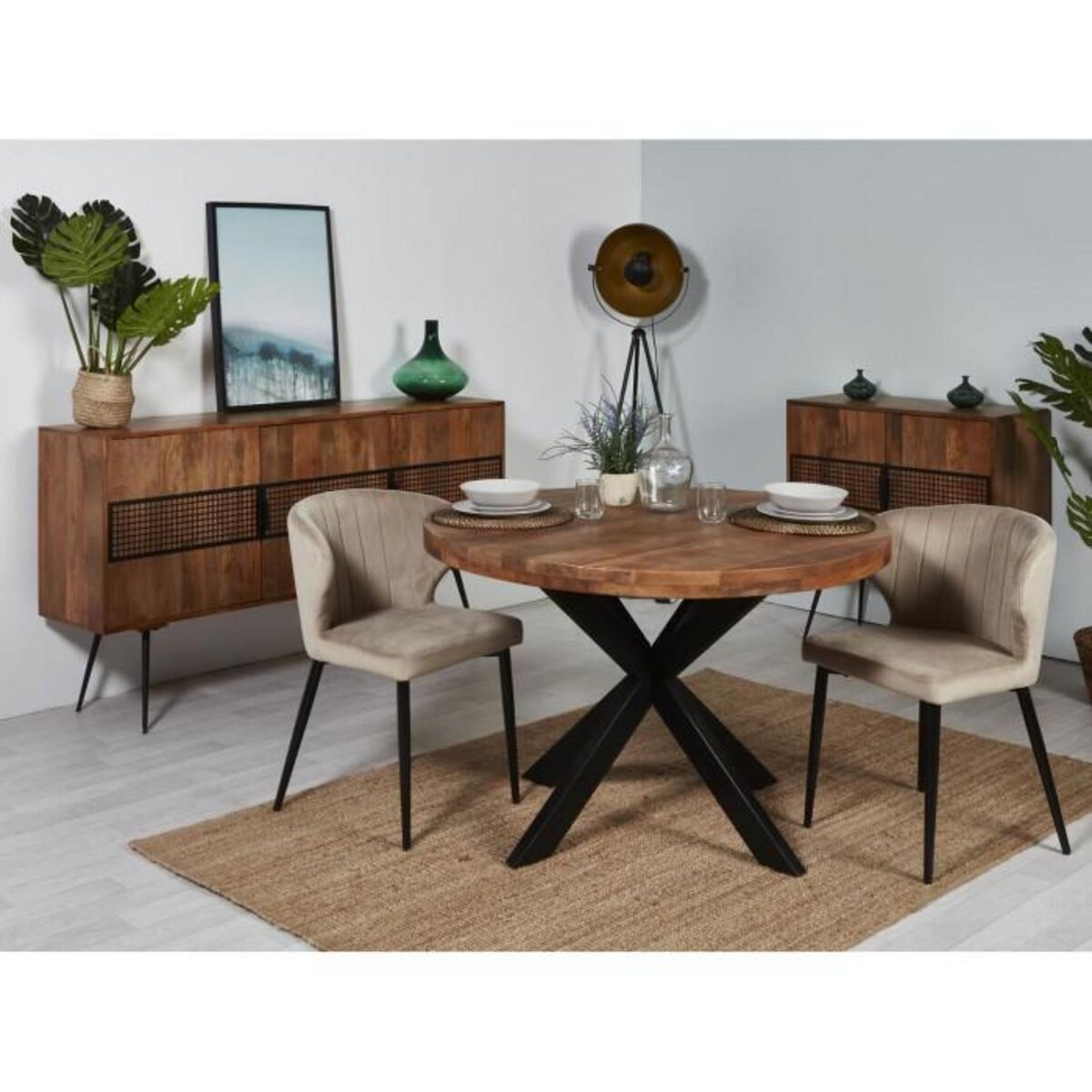 Paris Prix Bahut 2 Portes en Bois  Tibet  91cm Marron