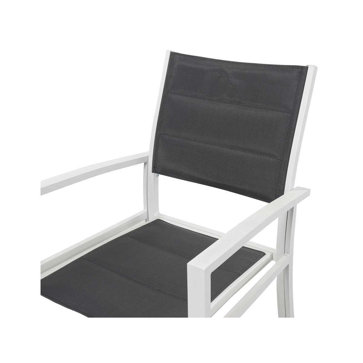 Habitat et Jardin Fauteuil jardin Alu/Textilène  Brazil / Canaries  - Phoenix - blanc / gris foncé